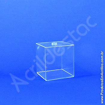Pote de acrílico Tampa com Rebaixo, formato quadrado   
