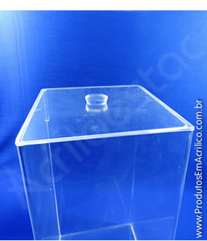Pote de acrílico Tampa com Rebaixo, formato retangular