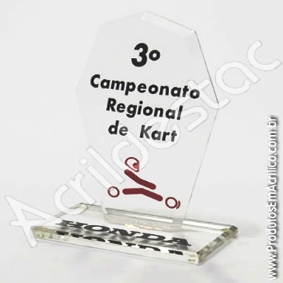 Troféu em acrílico Cristal, figurado
