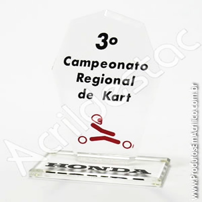 Troféu em acrílico Cristal, figurado