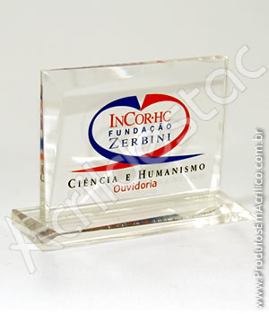 Troféu em acrílico cristal Retangular