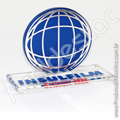 Troféu em acrílico cristal (transparente) Redondo com base em acrílico cristal