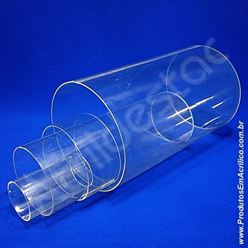 Tubo de acrílico Cristal sem costura 15cm (Ø) x 100cm Altura