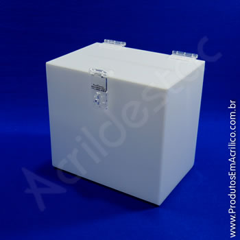 Urna de acrílico Branca 18cm alt Retangular