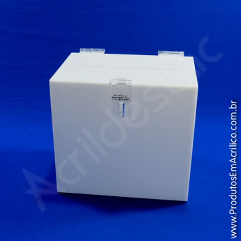 Urna de acrílico Branca 18cm alt Retangular