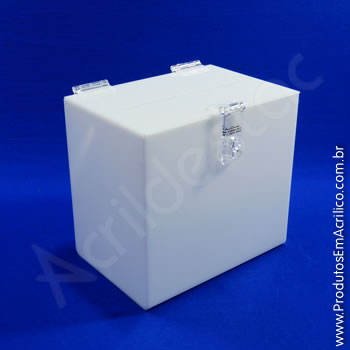 Urna de acrílico Branca 18cm alt Retangular