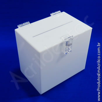 Urna de acrílico Branca 18cm alt Retangular