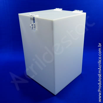 Urna de acrílico Branca 25cm alt Retangular