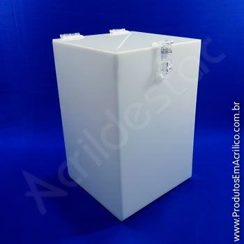 Urna de acrílico Branca 25cm alt Retangular