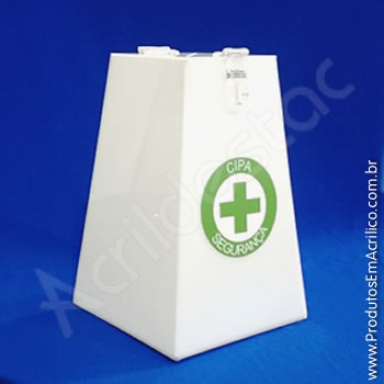 Urna de acrílico Branco 100cm alt Piramidal 