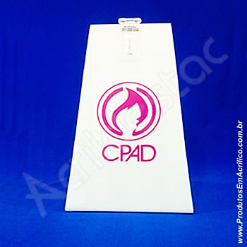 Urna de acrílico Branco 20cm alt Piramidal 