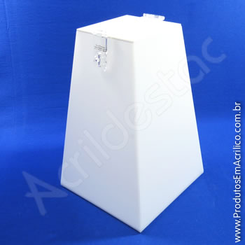 Urna de acrílico Branco 40cm alt Piramidal