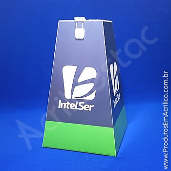 Urna de acrílico Branco 75cm alt Piramidal 