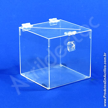 Urna de acrílico Cristal 16cm alt Quadrada 