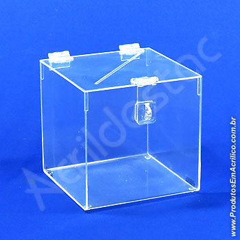 Urna de acrílico Cristal 16cm alt Quadrada 