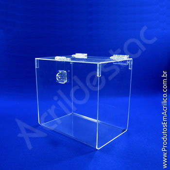 Urna de acrílico Cristal 18cm alt Retangular