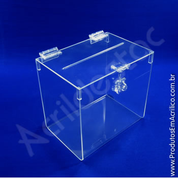 Urna de acrílico Cristal 18cm alt Retangular