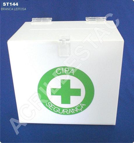 Urna em acrílico branca Retangular - Adesivo CIPA 