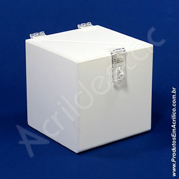 Urna em acrílico branca Retangular