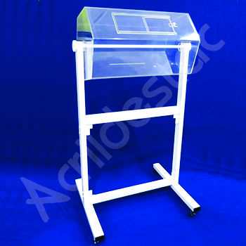 Urna em acrílico Giratória Horizontal com Pedestal - Personalizada 2 Faces